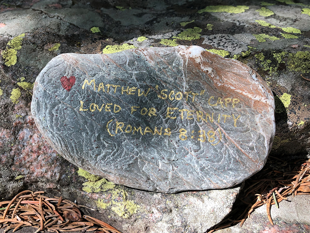 Photo of hand-painted memorial stone