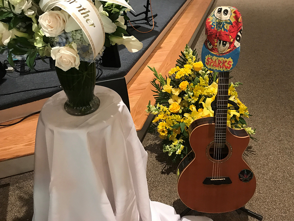 Photo of guitar belonging to son who died